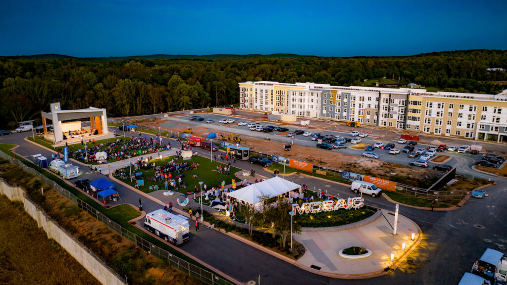 View of MOSAIC stage at dusk.