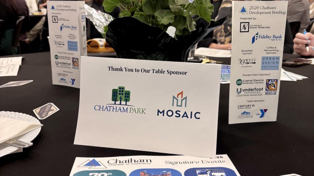 Sign with logos at Chatham Development Briefing event