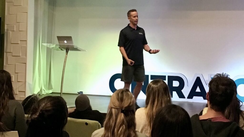 Chris Ecklund of Integrated Performance, the hub's new wellness facilitator leading a seminar.